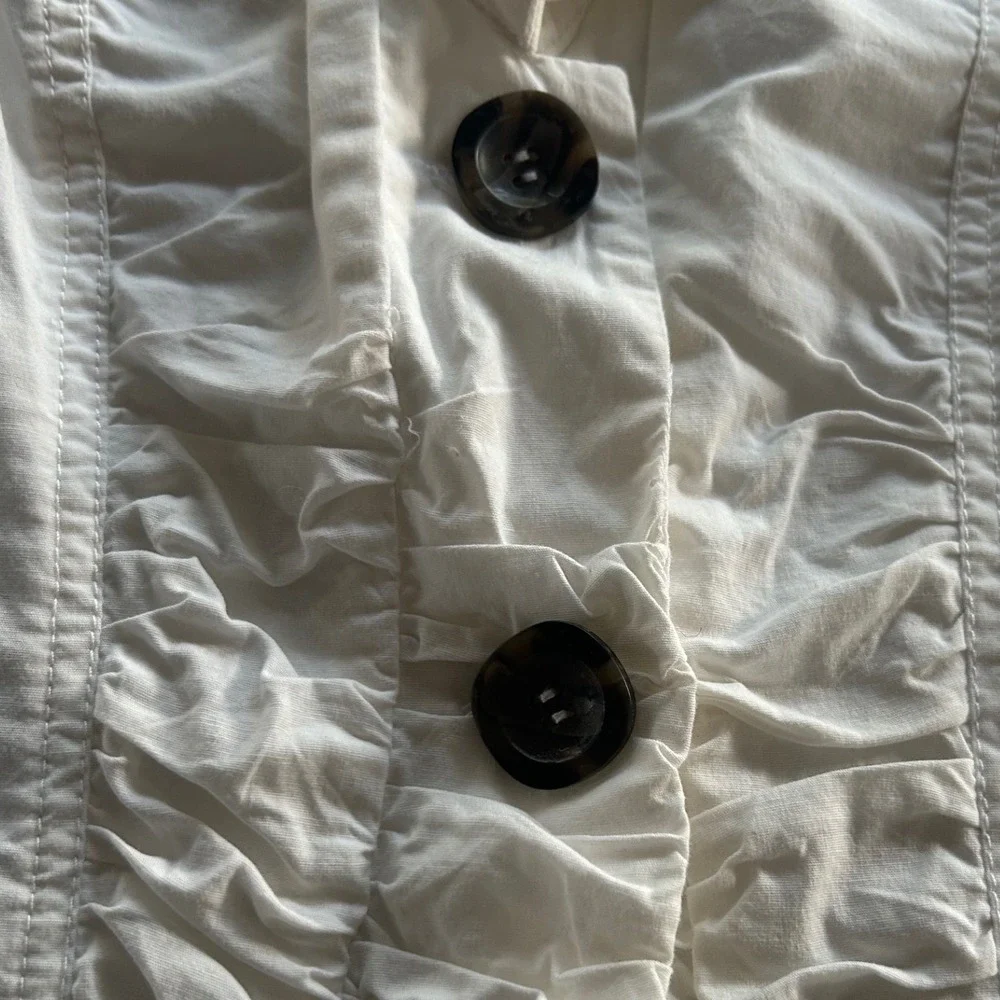 Cream Ruffled Blazer Jacket - Picture 2 of 5